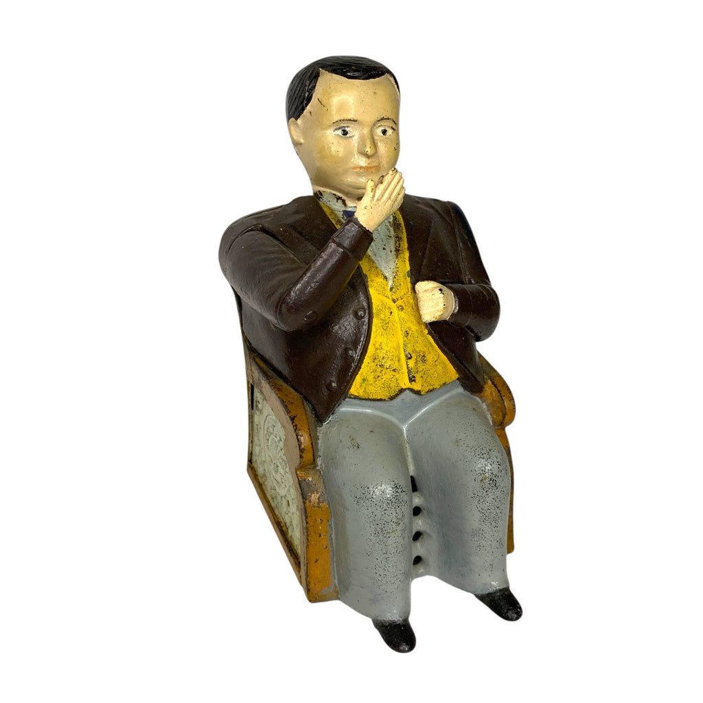 Antique Vintage Cast Iron Tammany Hall - Fat Man in Chair Money Bank Box Moneyboxes by TheVoyageBird
