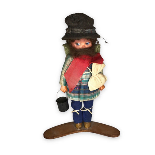 Australian Swagman Dolls Vintage Folk Art Bushman Hobo with Bedroll on Back Antique Dolls by TheVoyageBird