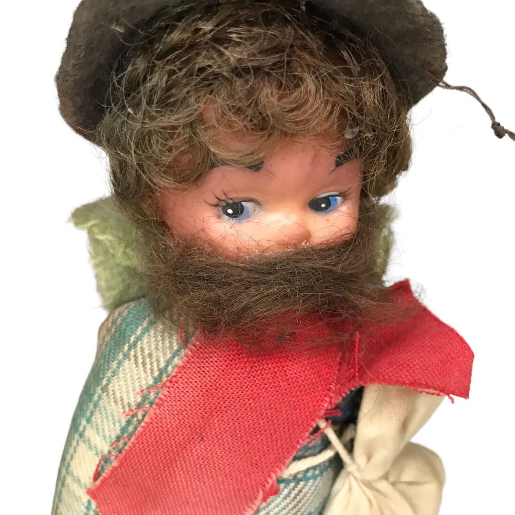 Australian Swagman Dolls Vintage Folk Art Bushman Hobo with Bedroll on Back Antique Dolls by TheVoyageBird