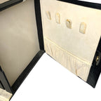 Black Faux Leather Jewellery Box 3 Drawer Storage Mirror Brass Handles Large Jewellery Boxes by TheVoyageBird