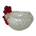 Blown Art Glass Murano Style White Rooster Chicken Hen Figure Bowl Lalique by TheVoyageBird