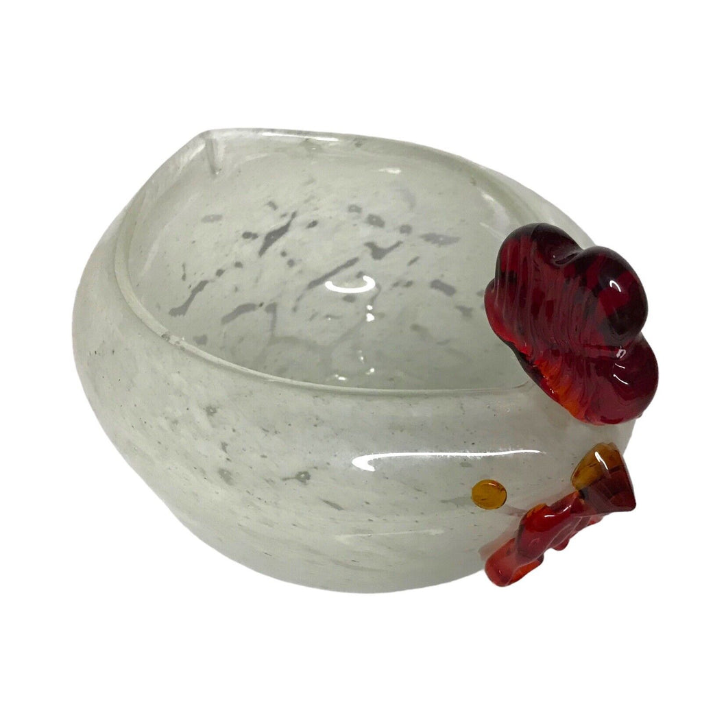 Blown Art Glass Murano Style White Rooster Chicken Hen Figure Bowl Lalique by TheVoyageBird