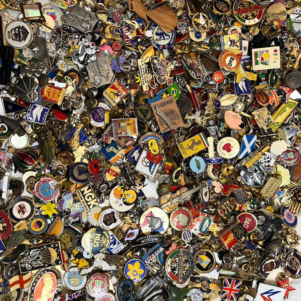 Bulk Vintage Enamel Pin Badges, Mixed Job Lots 250g-2kg