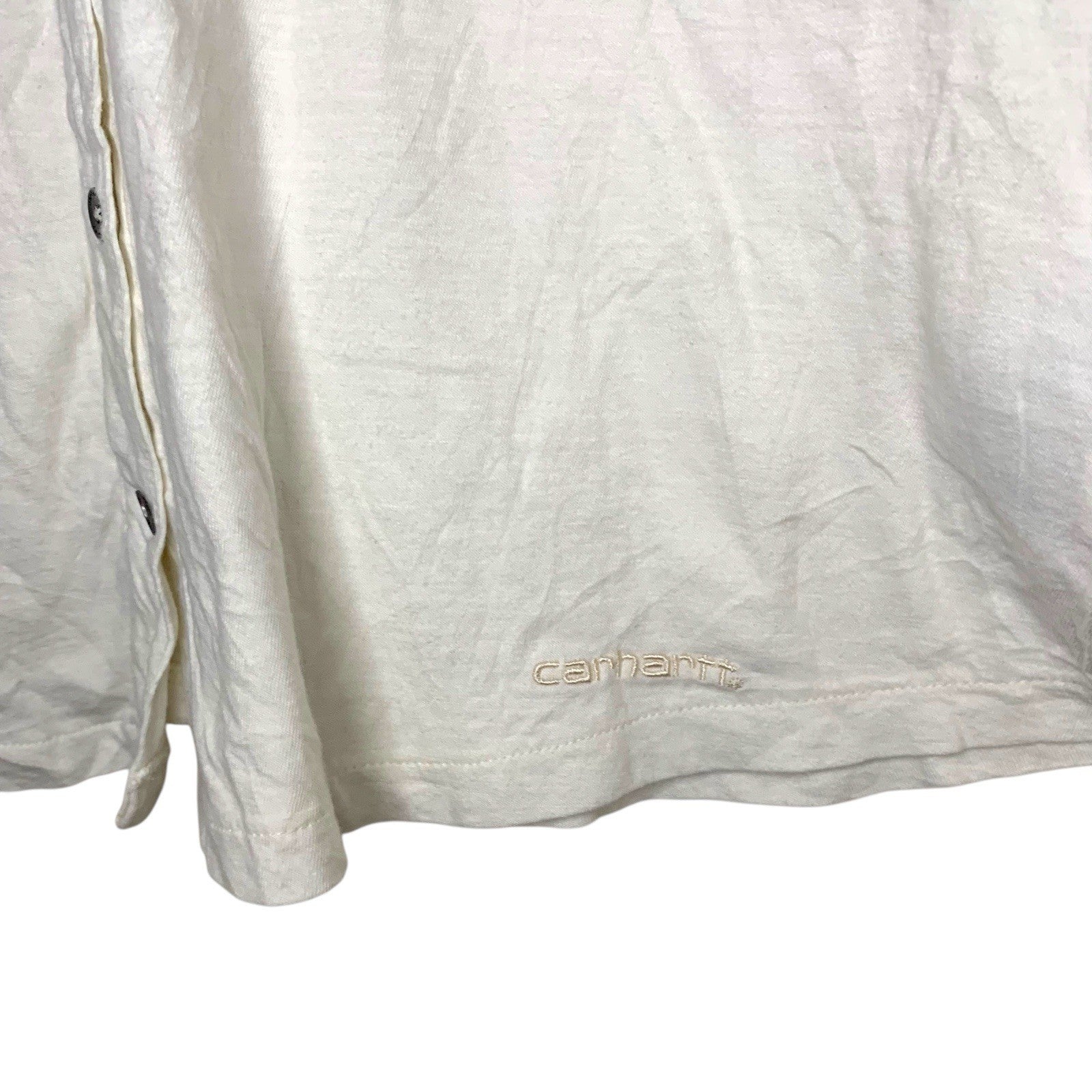 Carhartt Beige Long Sleeve Polo Shirt Size M - Cotton Unisex Workwear Top UK Casual Shirts & Tops by TheVoyageBird