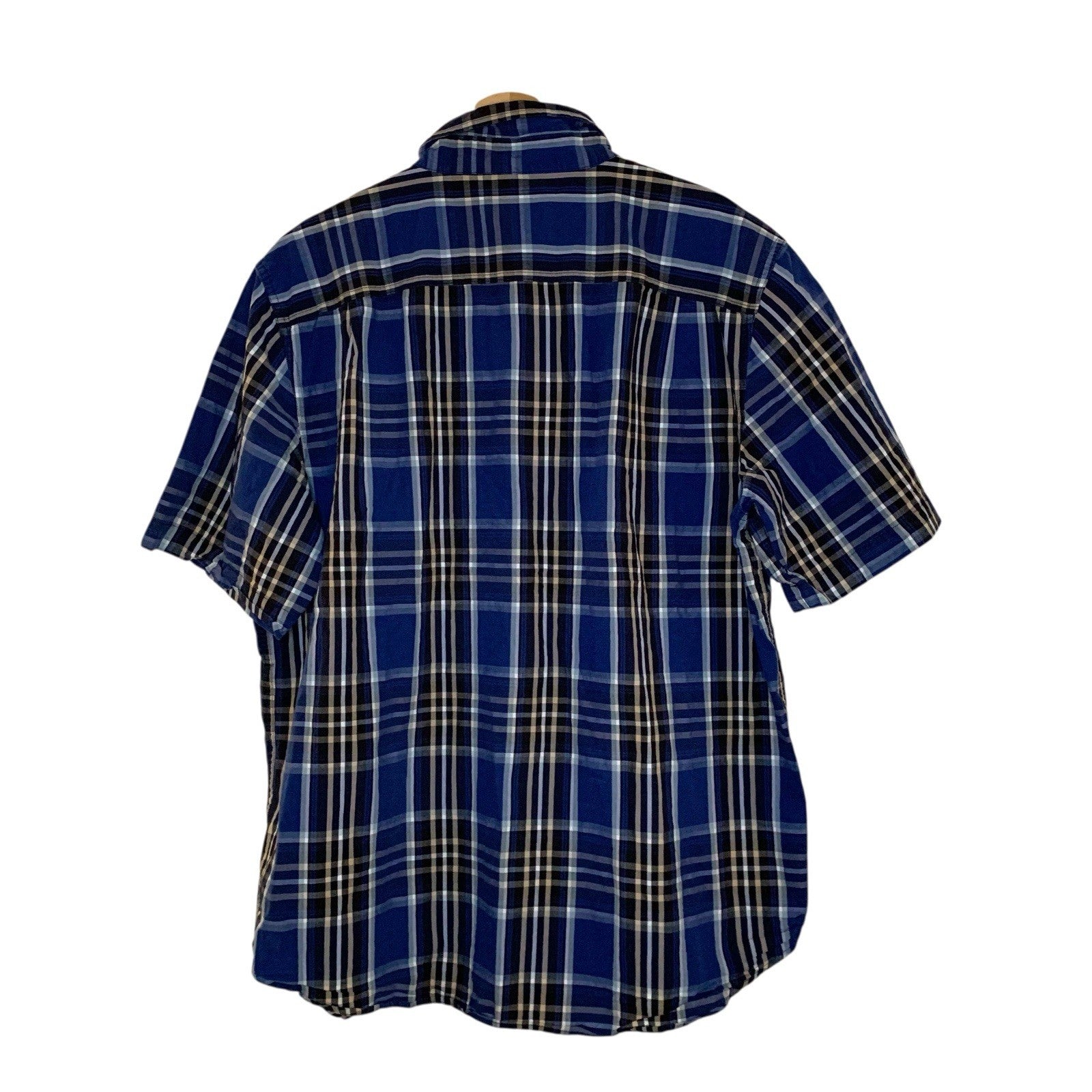 Carhartt Blue Plaid Short Sleeve Shirt Size XL - Relaxed Fit Button Up Workwear UK Casual Shirts & Tops by TheVoyageBird