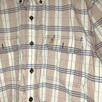 Carhartt Men’s Shirt L Beige Plaid Short Sleeve Button Up Original Fit Workwear Casual Shirts & Tops by TheVoyageBird