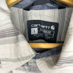 Carhartt Men's Shirt L Grey Striped Short Sleeve Button Up Relaxed Fit Workwear Casual Shirts & Tops by TheVoyageBird