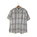 Carhartt Men's Shirt XL Blue Beige Plaid Short Sleeve Button Up Loose Fit Workwe Casual Shirts & Tops by TheVoyageBird
