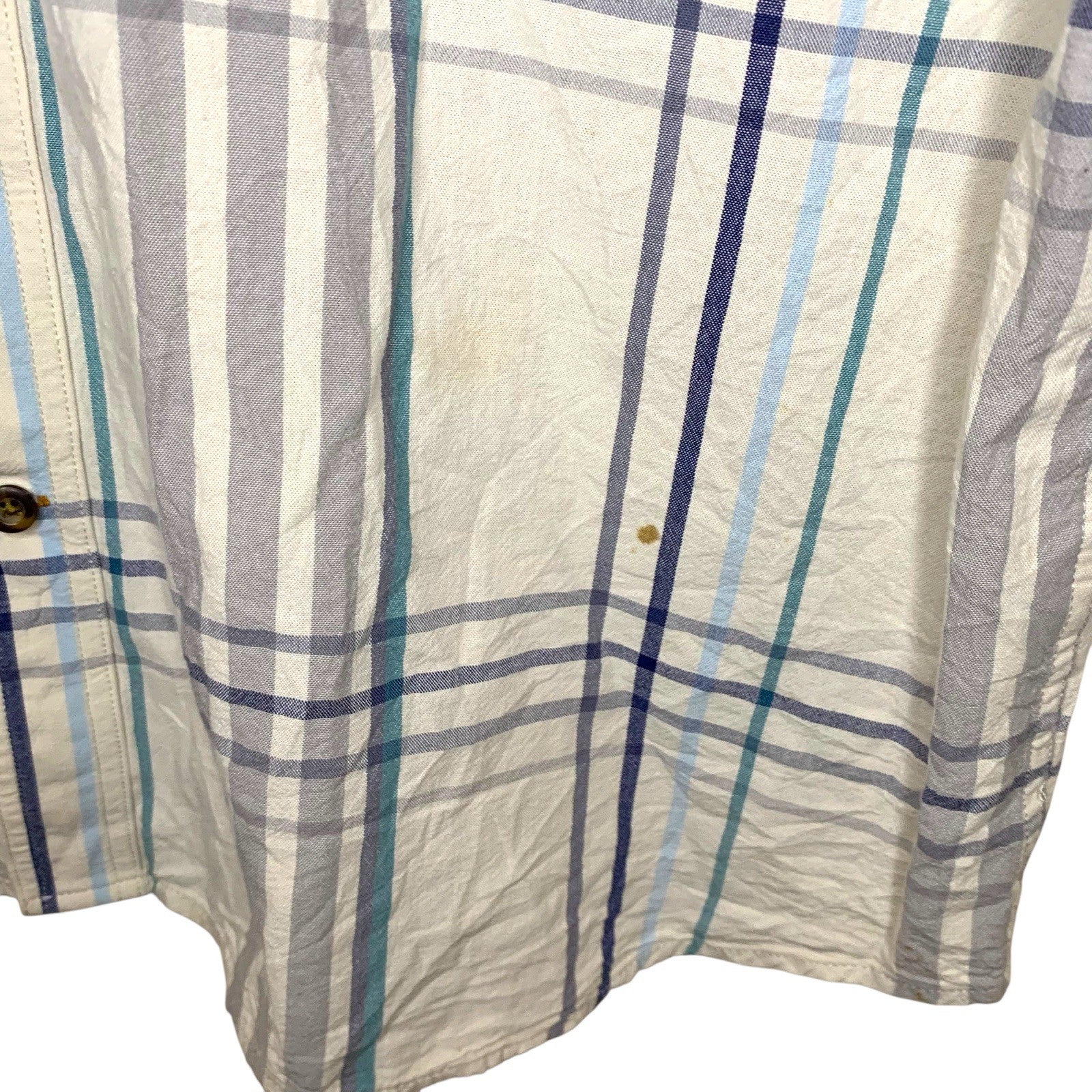 Carhartt Men's Shirt XL Blue Beige Plaid Short Sleeve Button Up Loose Fit Workwe Casual Shirts & Tops by TheVoyageBird