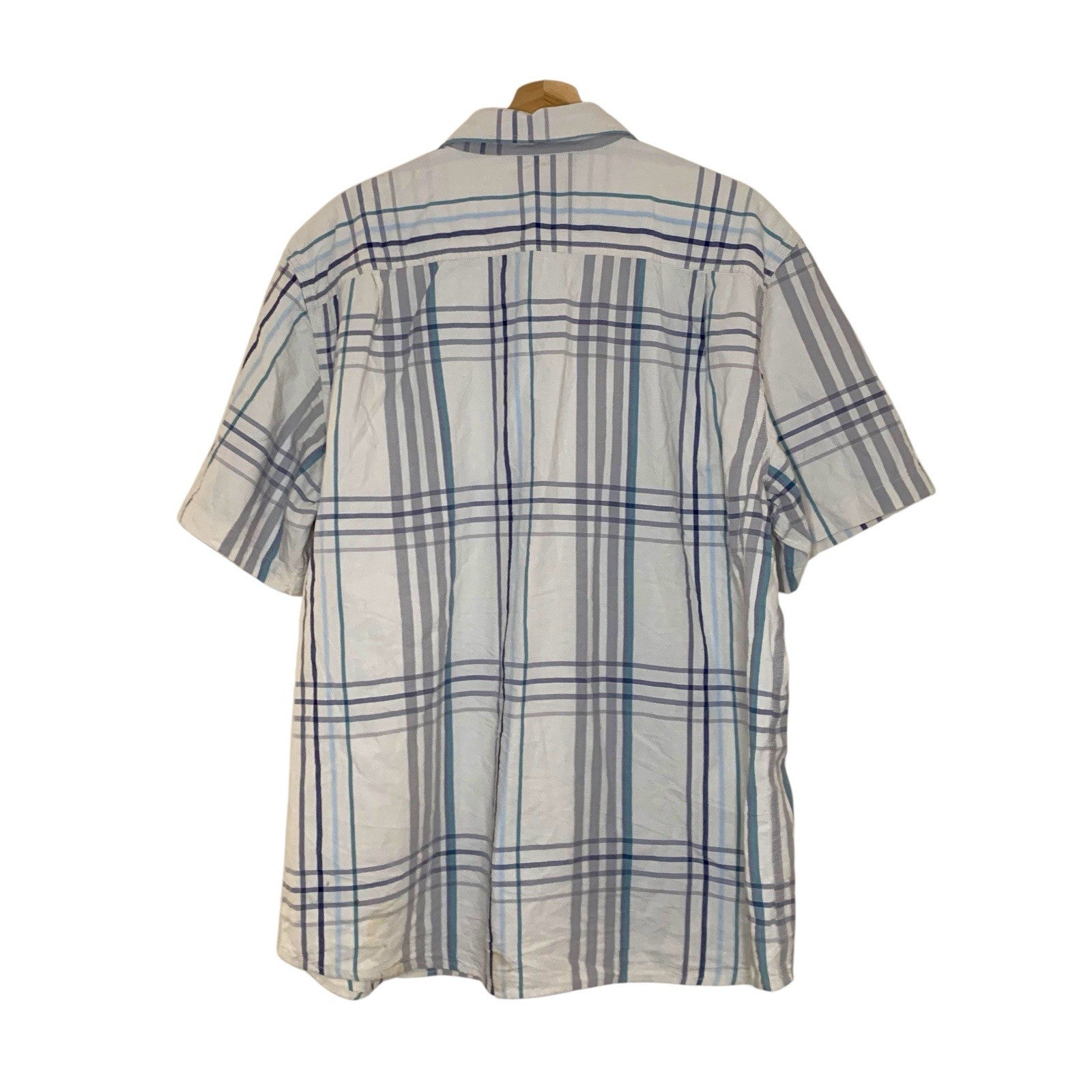 Carhartt Men's Shirt XL Blue Beige Plaid Short Sleeve Button Up Loose Fit Workwe Casual Shirts & Tops by TheVoyageBird