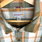 Carhartt Orange Khaki Plaid Shirt Size XXL - Short Sleeve Button Down Workwear UK Casual Shirts & Tops by TheVoyageBird
