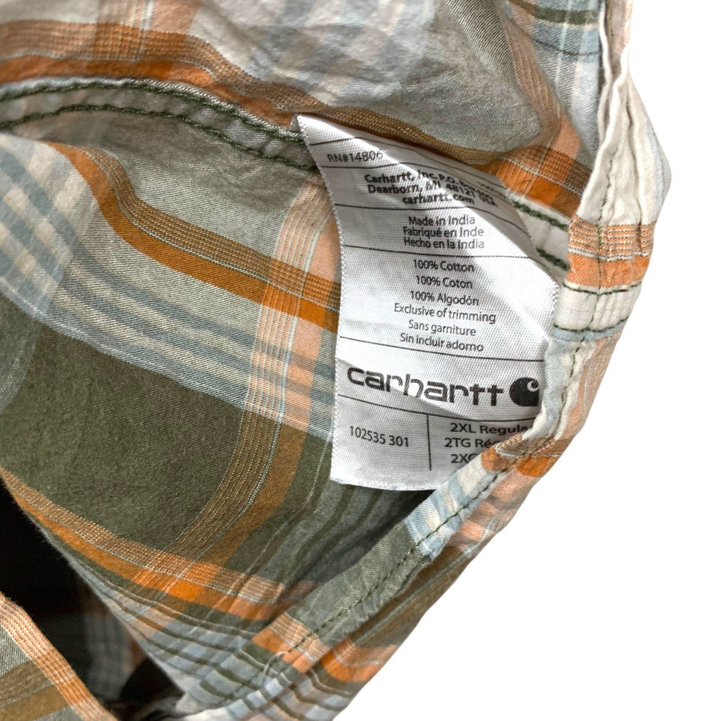 Carhartt Orange Khaki Plaid Shirt Size XXL - Short Sleeve Button Down Workwear UK Casual Shirts & Tops by TheVoyageBird