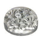 Clear Crystal Paperweight With Flower Daisy Art Glass Semi Circle Flat Base Dome by TheVoyageBird
