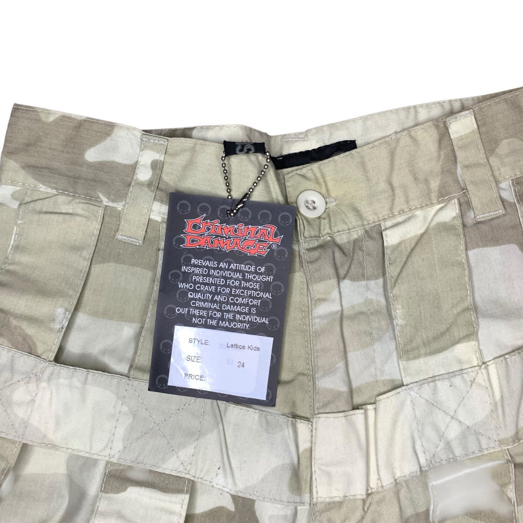 Criminal Damage Kids Cargo Pants Desert Camo Y2K 24" Trousers by TheVoyageBird