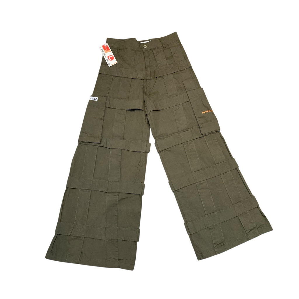 Criminal Damage Kids Cargo Pants Khaki Green Y2K 24" Trousers by TheVoyageBird