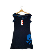 Criminal Damage Y2K Goth Skull Dress Black Blue Size L BNWT Dresses by TheVoyageBird