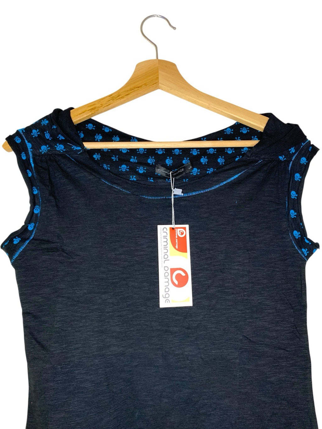 Criminal Damage Y2K Goth Skull Dress Black Blue Size L BNWT Dresses by TheVoyageBird