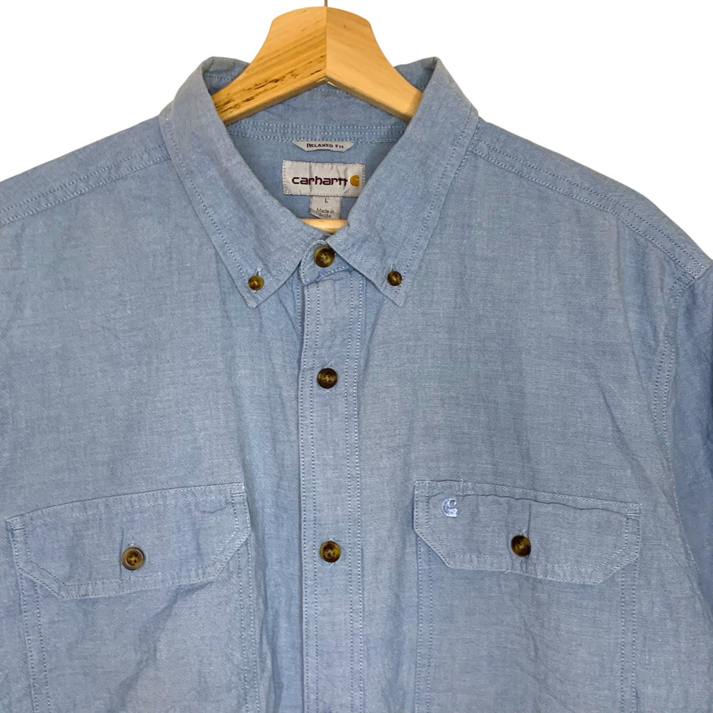 Dickies Relaxed Fit Work Shirt Size L - Blue Short Sleeve Button Down Casual UK Formal Shirts by TheVoyageBird