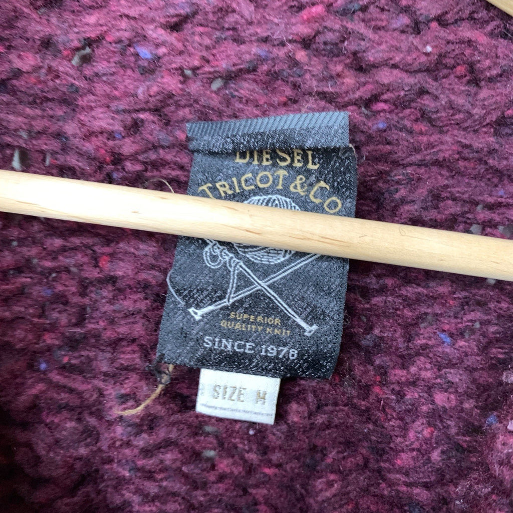 Diesel Tricot & Co Superior Knitted Zipped Cardigan Size M in Burgundy Red Jumpers & Cardigans by TheVoyageBird