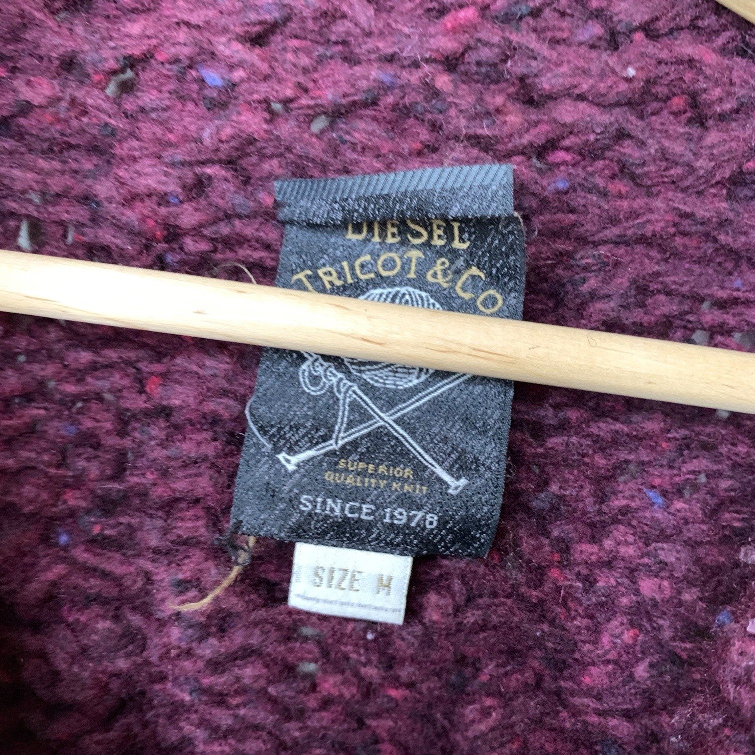 Diesel Tricot & Co Superior Knitted Zipped Cardigan Size M in Burgundy Red Jumpers & Cardigans by TheVoyageBird