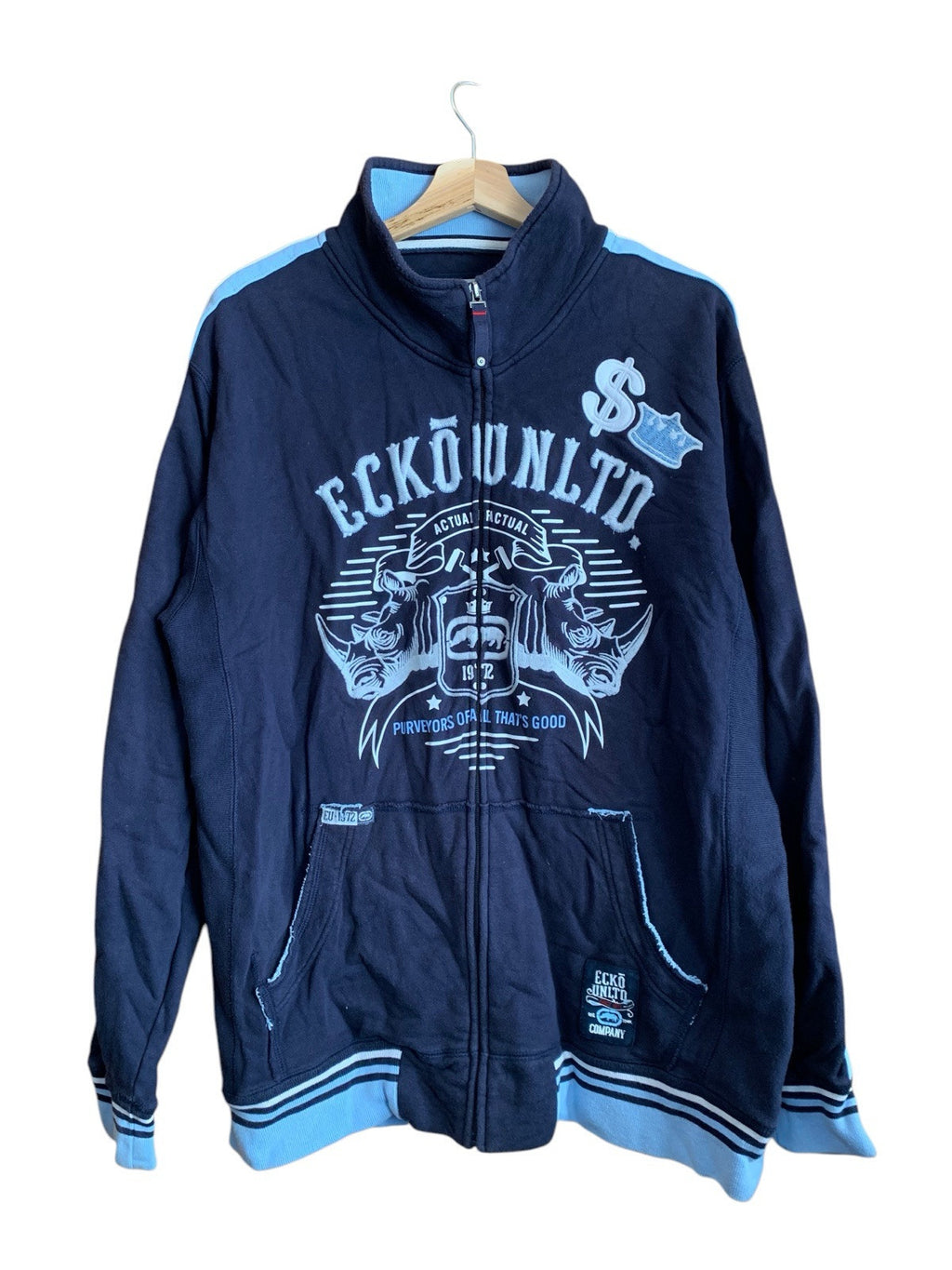 Ecko Unltd Blue Zip Up Hoodie Jumper Size XL Vintage Y2K 00s Era Hoodies & Sweatshirts by TheVoyageBird