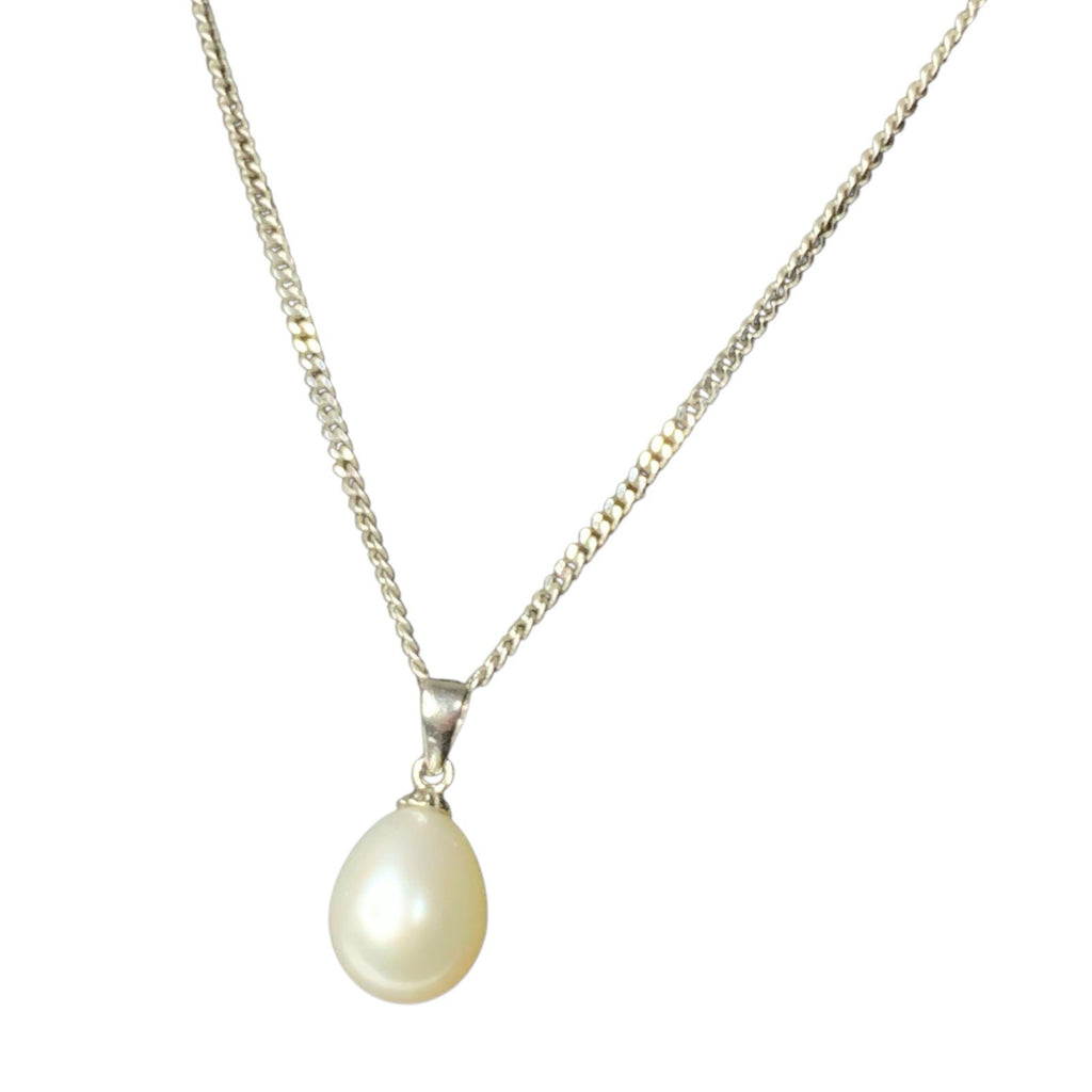 Freshwater Pearl Necklace with 925 Sterling Silver Chain Gemstone by TheVoyageBird