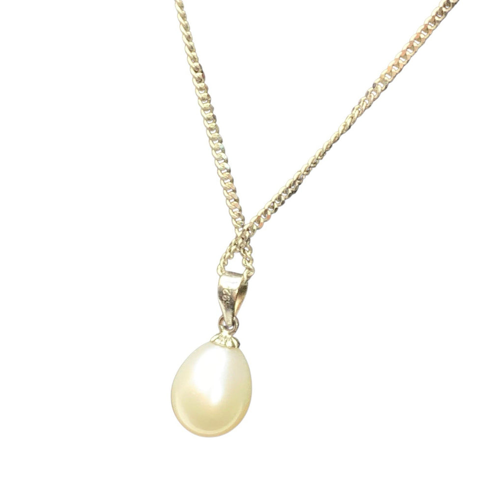 Freshwater Pearl Necklace with 925 Sterling Silver Chain Gemstone by TheVoyageBird