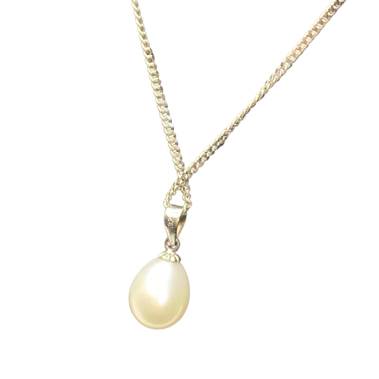 Freshwater Pearl Necklace with 925 Sterling Silver Chain Gemstone by TheVoyageBird