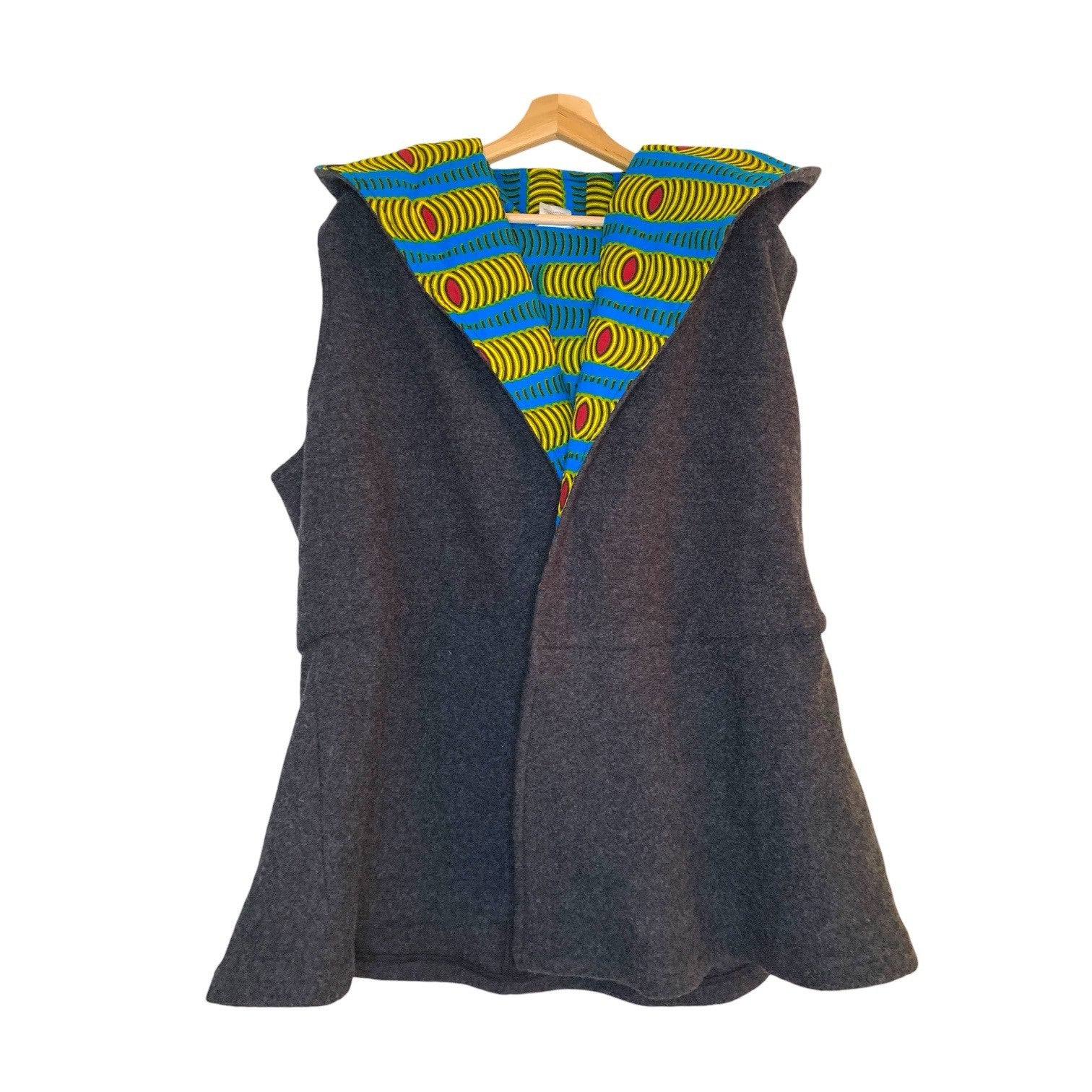 Gitas Portsl Sleeveless Jacket Vest Poncho with African Tribal Print -Size Large Coats, Jackets & Waistcoats by TheVoyageBird