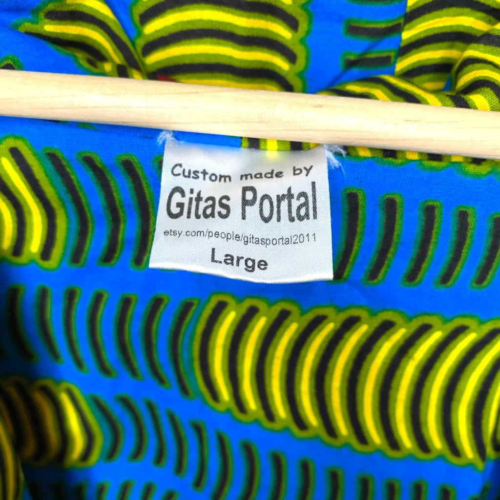 Gitas Portsl Sleeveless Jacket Vest Poncho with African Tribal Print -Size Large Coats, Jackets & Waistcoats by TheVoyageBird