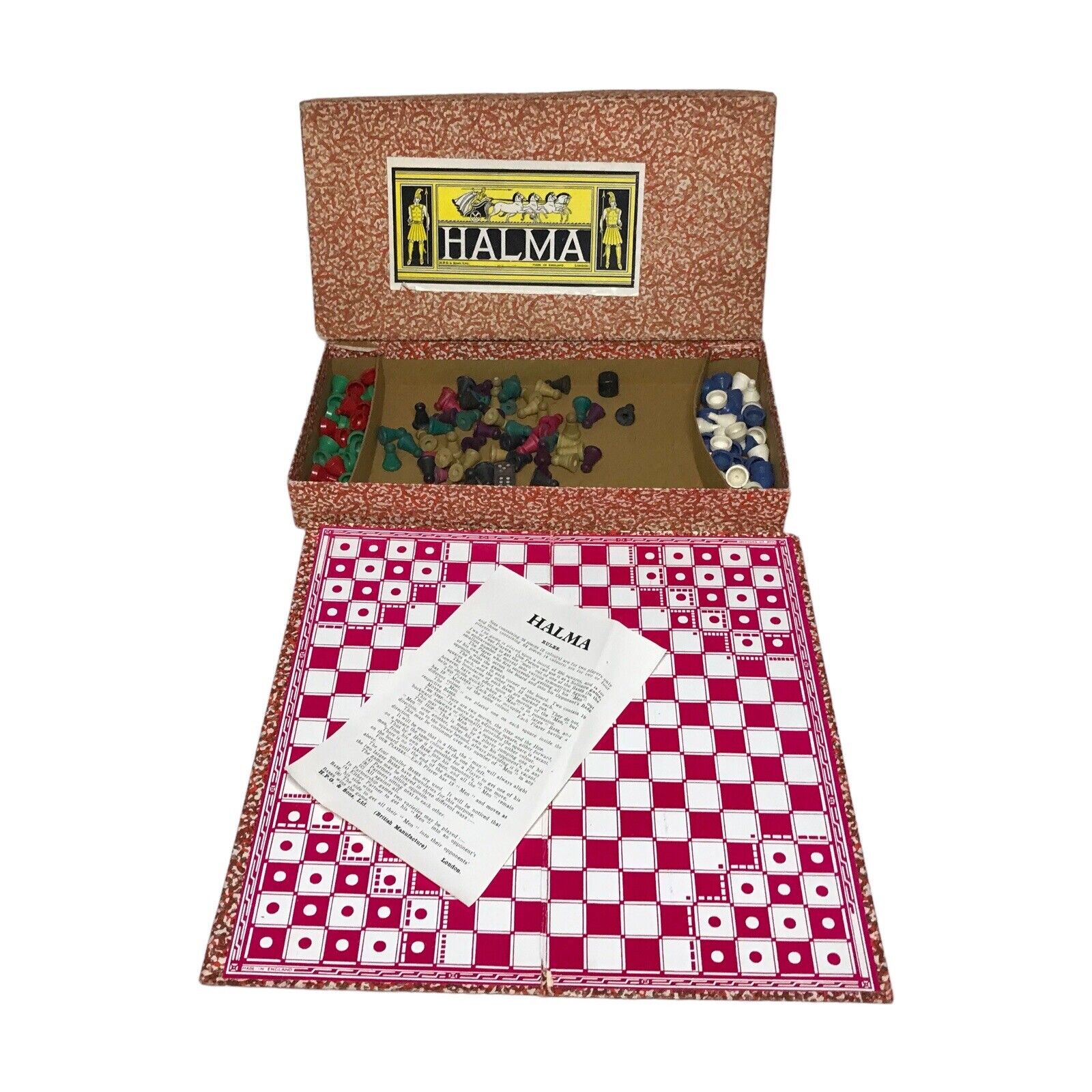 Halma Board Game - HPG & Sons London UK Vintage Antique Early Plastic Vintage Manufacture by TheVoyageBird