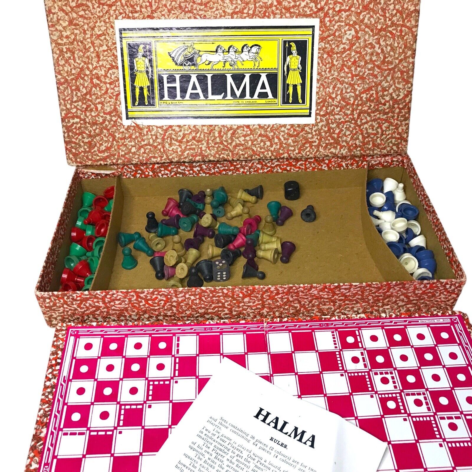 Halma Board Game - HPG & Sons London UK Vintage Antique Early Plastic Vintage Manufacture by TheVoyageBird