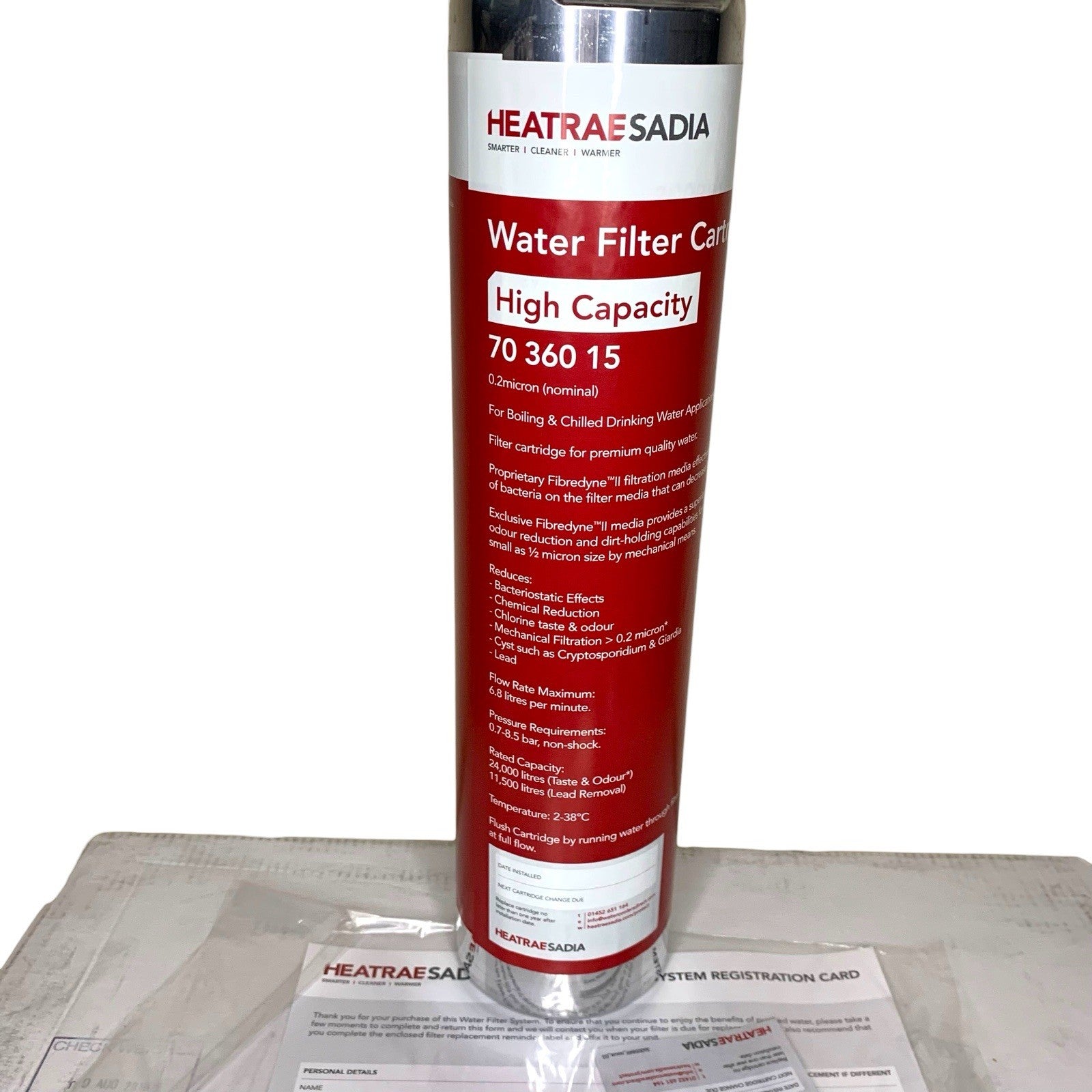 Heatrae Sadia 7036015 Water Filter Cartridge 0.2µm - High Capacity Caravan Motorhome UK Standard Water Heaters by TheVoyageBird