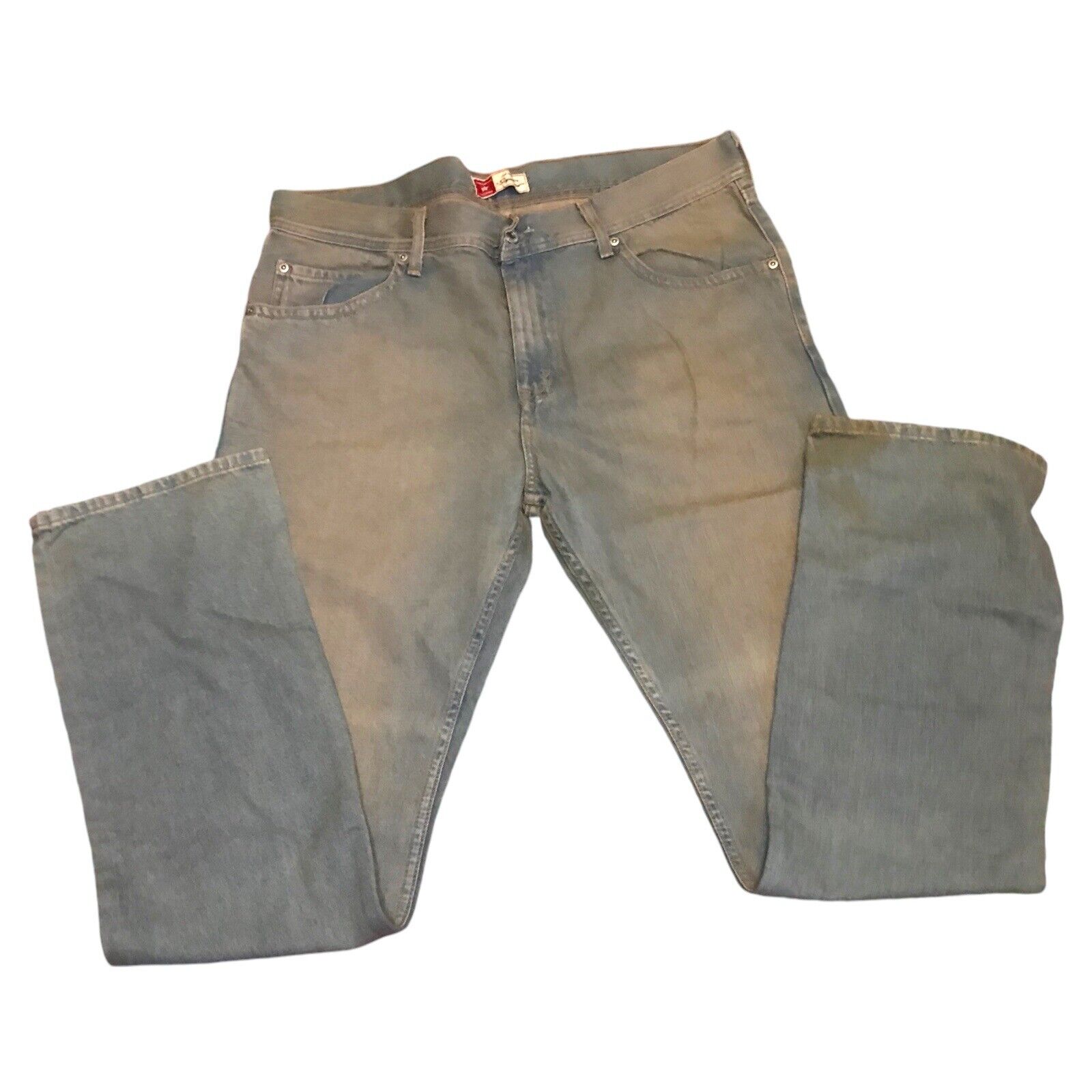 LEVI STRAUSS & CO Mens Signature Straight Jeans W36 L34 Light Blue Washed Grunge Jeans by TheVoyageBird