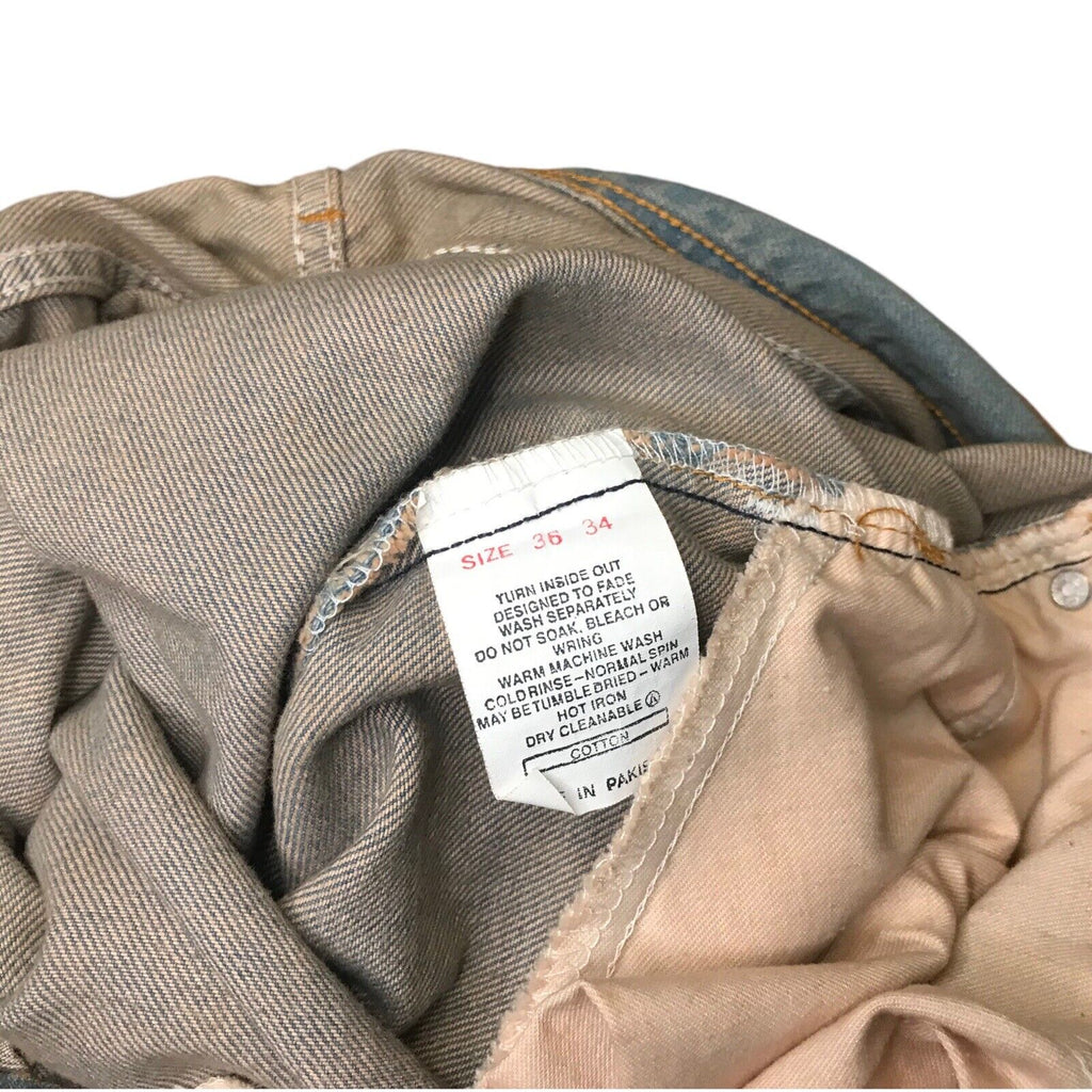 LEVI STRAUSS & CO Mens Signature Straight Jeans W36 L34 Light Blue Washed Grunge Jeans by TheVoyageBird