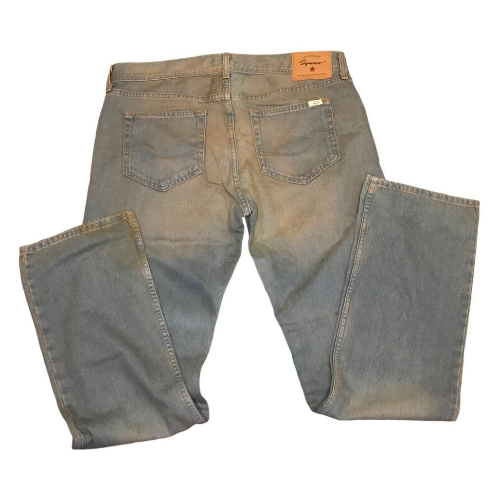 LEVI STRAUSS & CO Mens Signature Straight Jeans W36 L34 Light Blue Washed Grunge Jeans by TheVoyageBird
