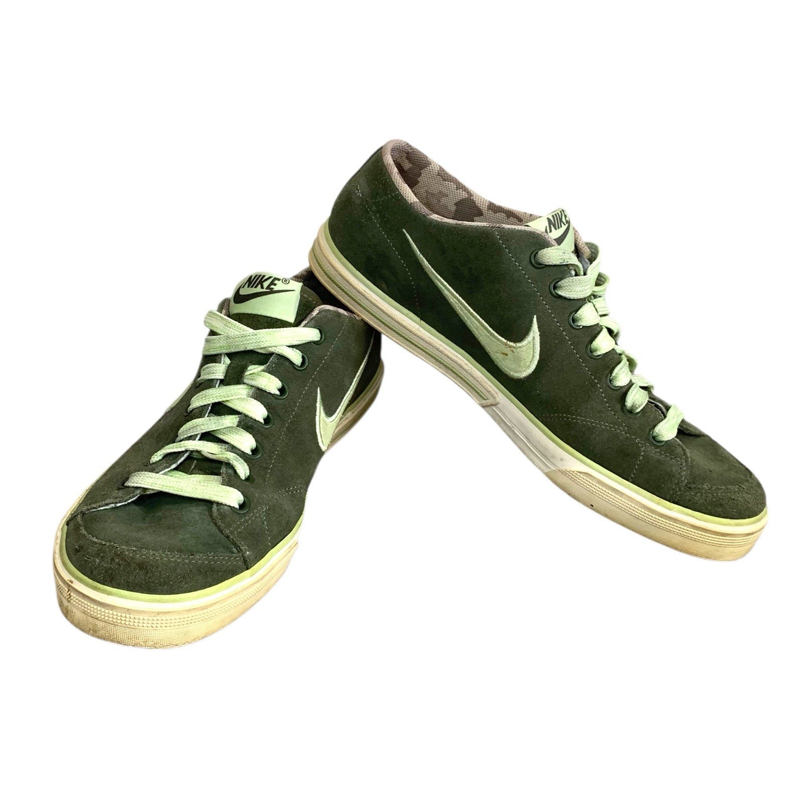 Nike Capri SI Suede Camo Trainers Women’s UK 4.5 Rare Lime Green Laces Khaki Trainers by TheVoyageBird