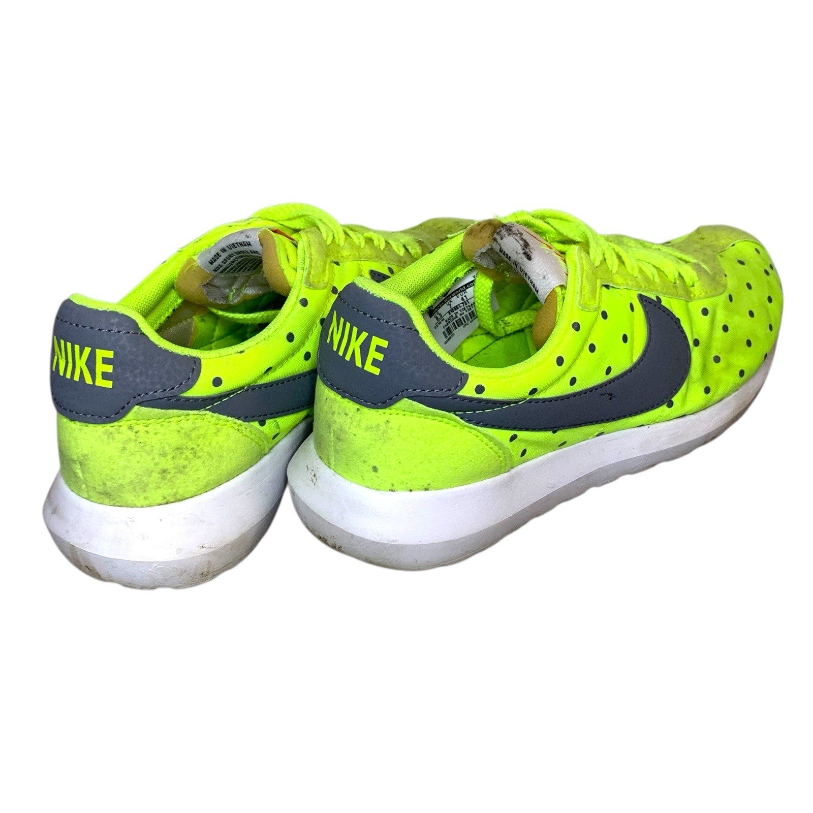 Nike Roshe Run 810861-701 Womens UK 7 Volt Green Polka Dot Trainers Running Trainers by TheVoyageBird