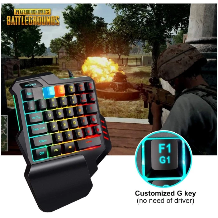 One Handed Gaming Keyboard Revolver Single Hand Anti Ghosting Keys - SADES TS36 Keyboards & Keypads by TheVoyageBird