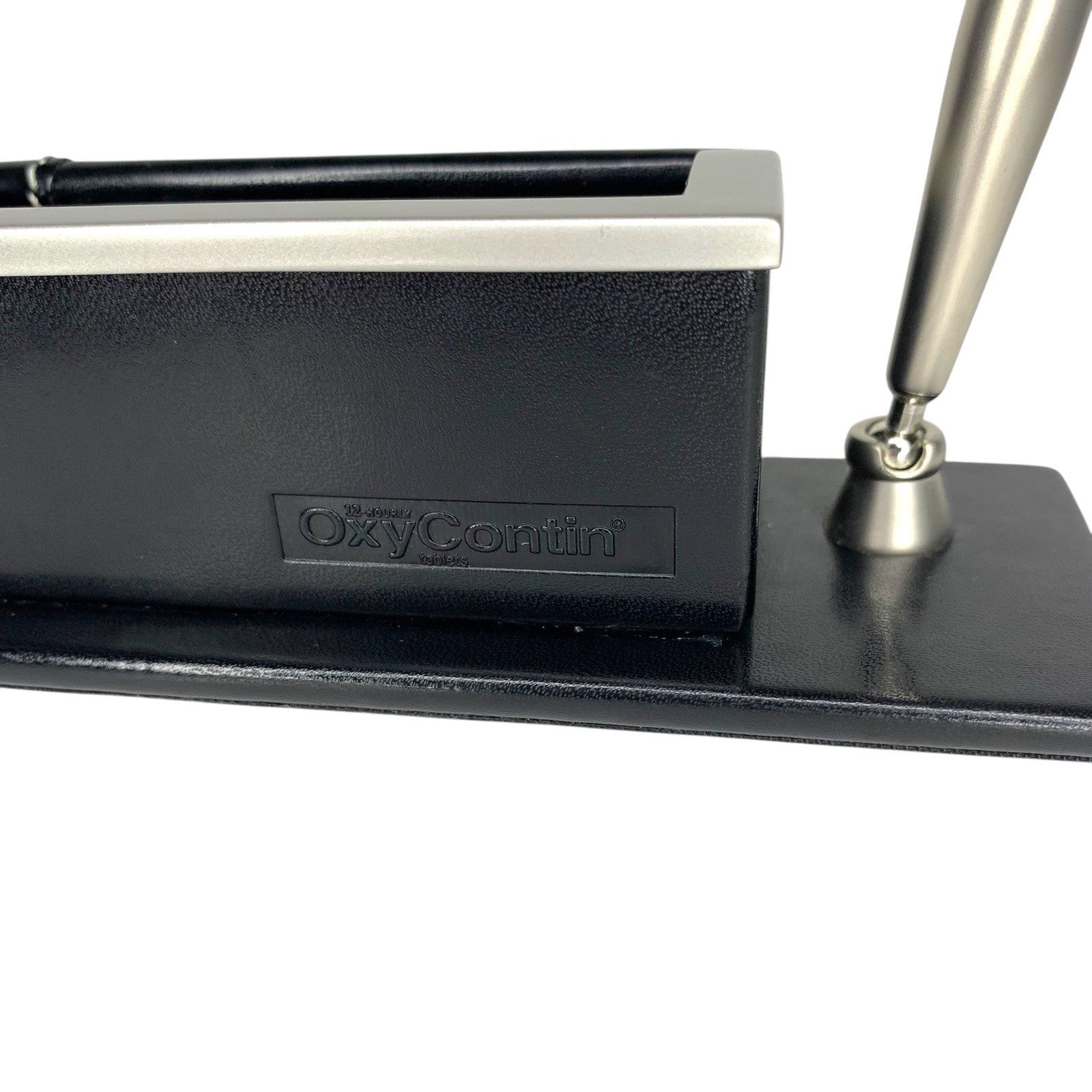 OxyContin Leather Pen Holder – Rare Pharma Rep Branded Desk Storage Promo Item Chemist Advertising by TheVoyageBird