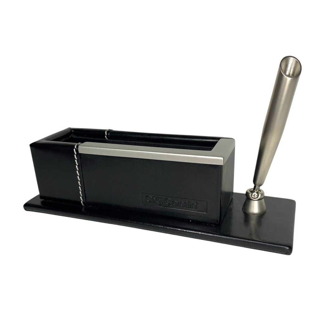 OxyContin Leather Pen Holder – Rare Pharma Rep Branded Desk Storage Promo Item Chemist Advertising by TheVoyageBird