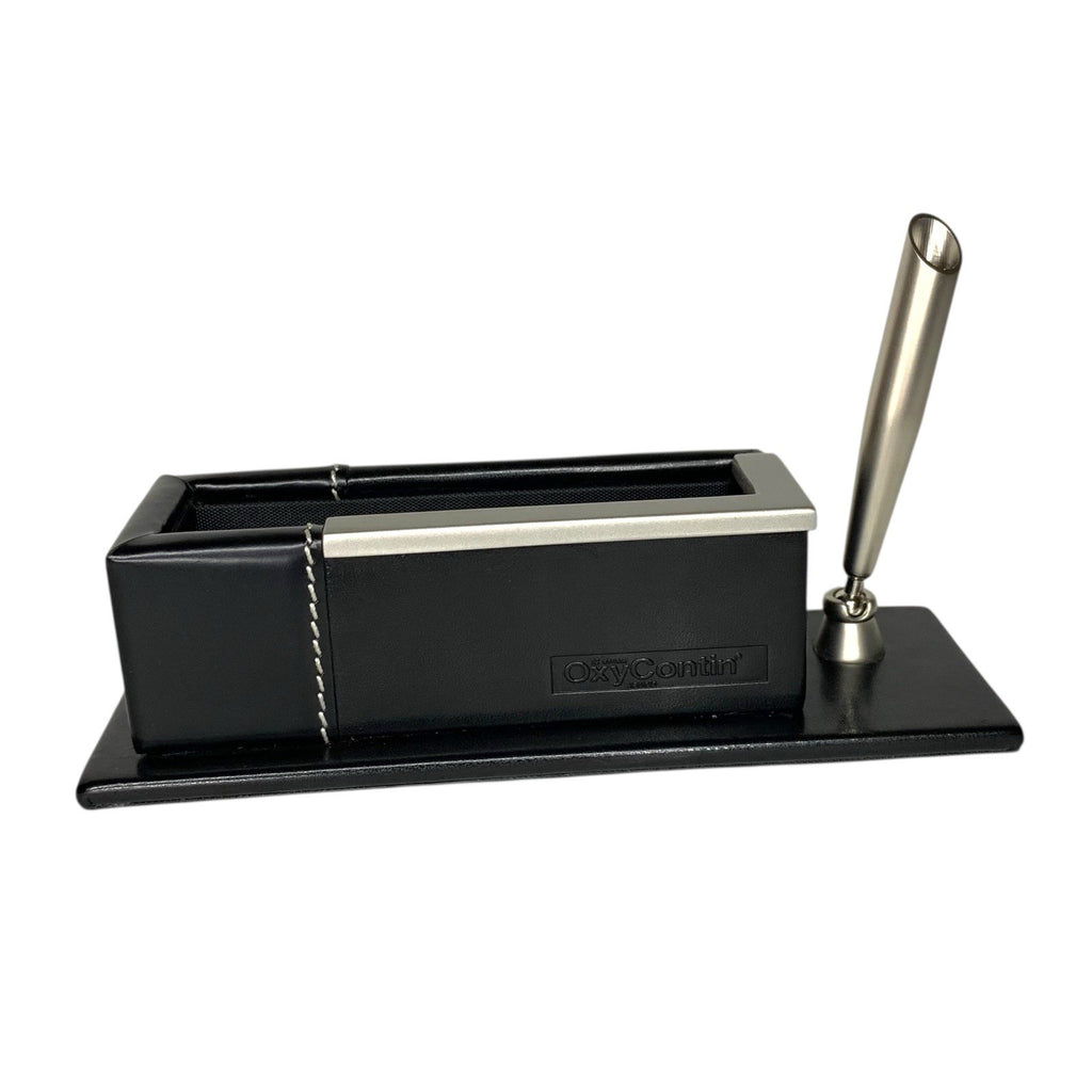 OxyContin Leather Pen Holder – Rare Pharma Rep Branded Desk Storage Promo Item Chemist Advertising by TheVoyageBird