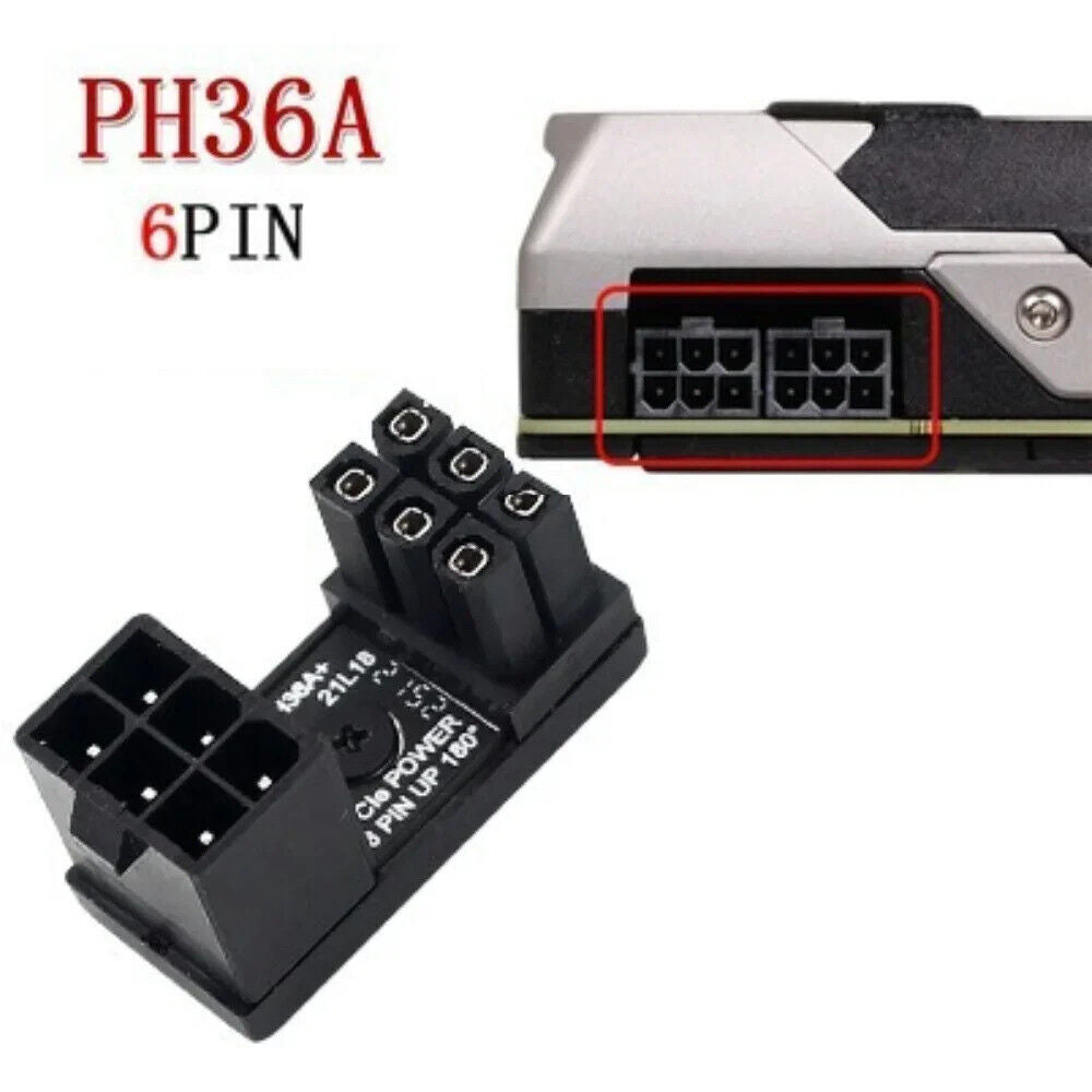 PCI-E Graphics Card Power Supply Adapter 180° 6Pin 8Pin PCIe Angled Turn Cable Power Cables & Connectors by TheVoyageBird