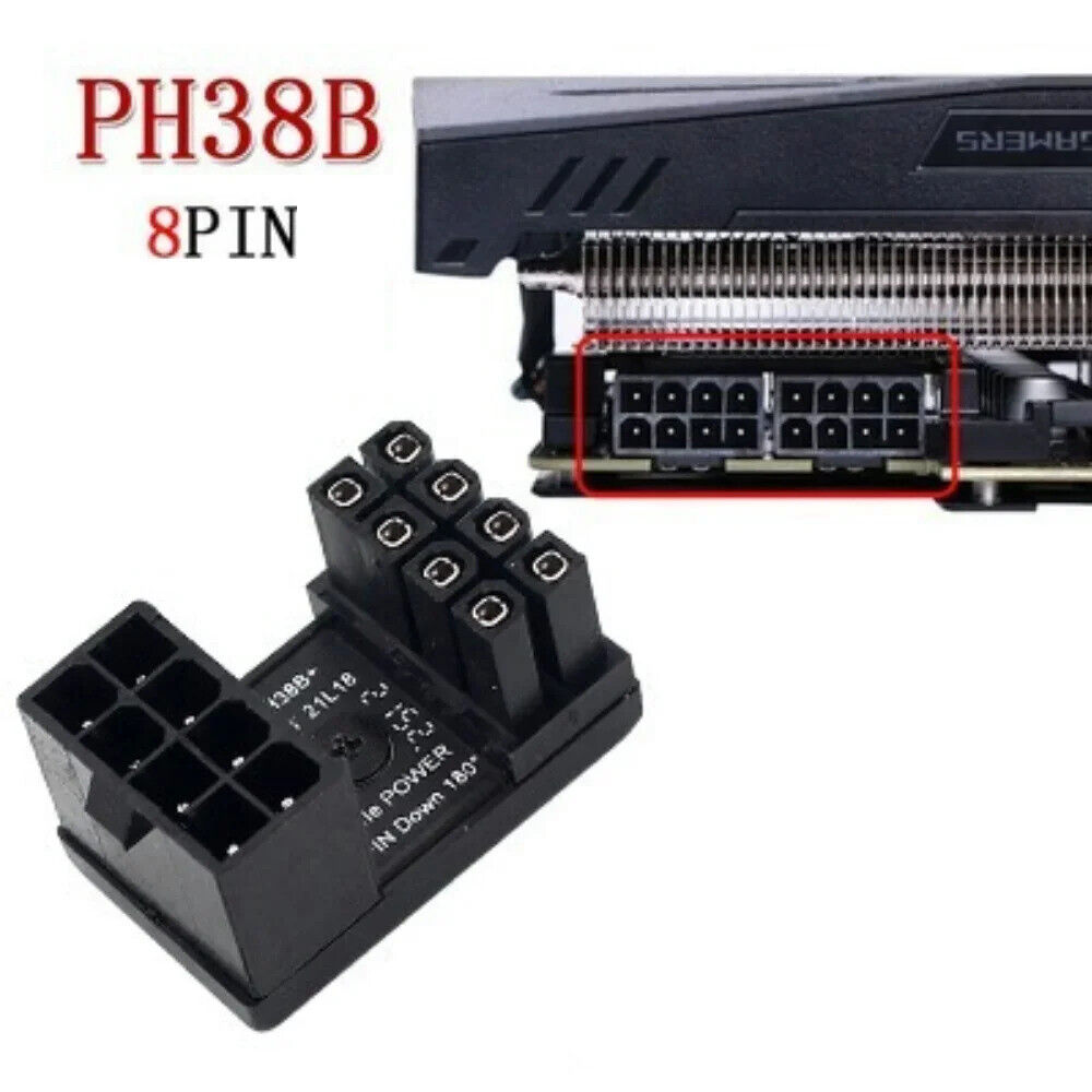 PCI-E Graphics Card Power Supply Adapter 180° 6Pin 8Pin PCIe Angled Turn Cable Power Cables & Connectors by TheVoyageBird