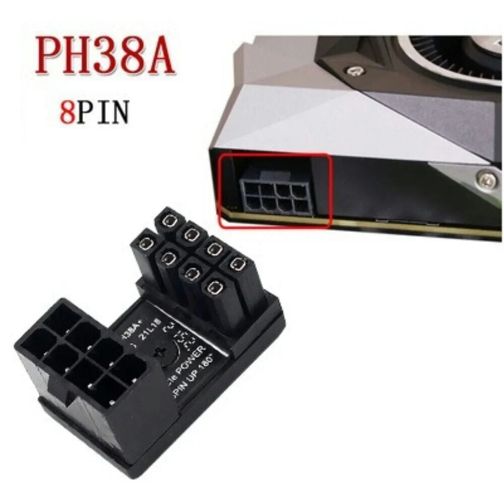 PCI-E Graphics Card Power Supply Adapter 180° 6Pin 8Pin PCIe Angled Turn Cable Power Cables & Connectors by TheVoyageBird