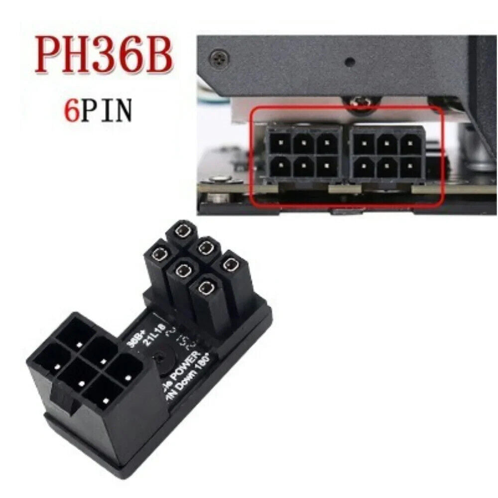 PCI-E Graphics Card Power Supply Adapter 180° 6Pin 8Pin PCIe Angled Turn Cable Power Cables & Connectors by TheVoyageBird