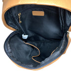 Parfois Womens Tan Brown Leather Backpack Bag with Geometric Triangle Texture Women's Bags & Handbags by TheVoyageBird