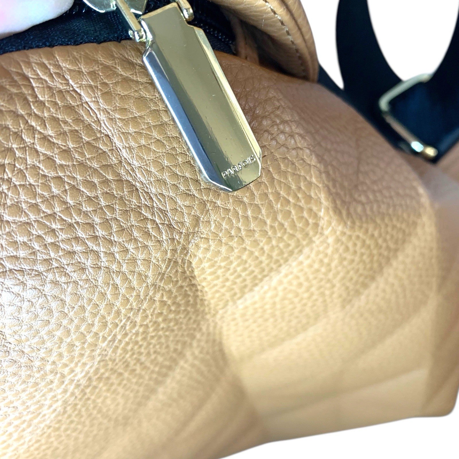 Parfois Womens Tan Brown Leather Backpack Bag with Geometric Triangle Texture Women's Bags & Handbags by TheVoyageBird