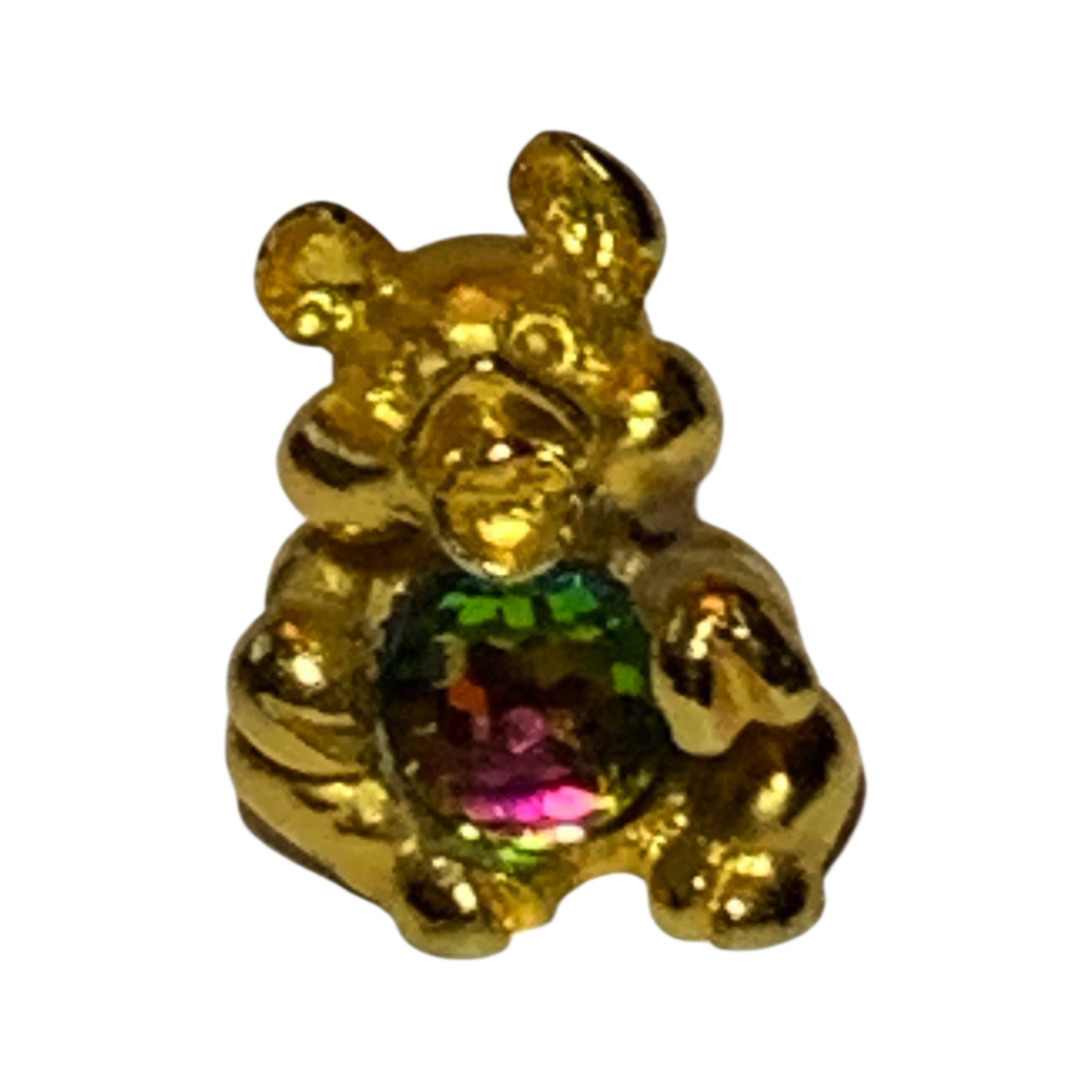 Rare Fireball Gold Solid Pewter Pig Figurine AB Crystal 1980s England Vintage Bossons by TheVoyageBird