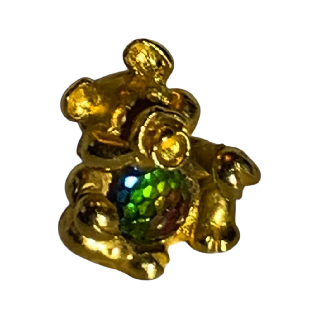 Rare Fireball Gold Solid Pewter Pig Figurine AB Crystal 1980s England Vintage Bossons by TheVoyageBird